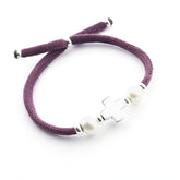 TREVI PERLAS- pulsera cruz personalizable plata con perlas 10mm